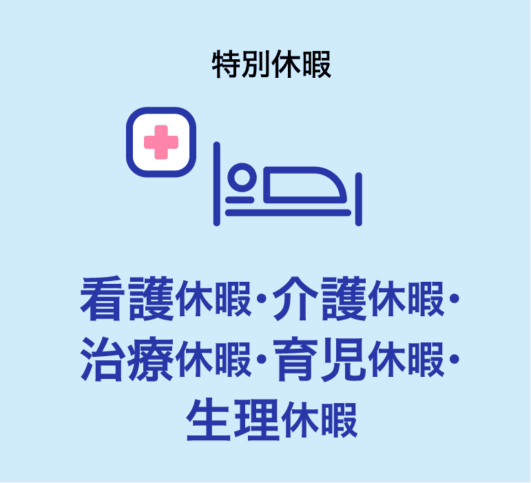 特別休暇 看護休暇・介護休暇・治療休暇育児休暇・生理休暇